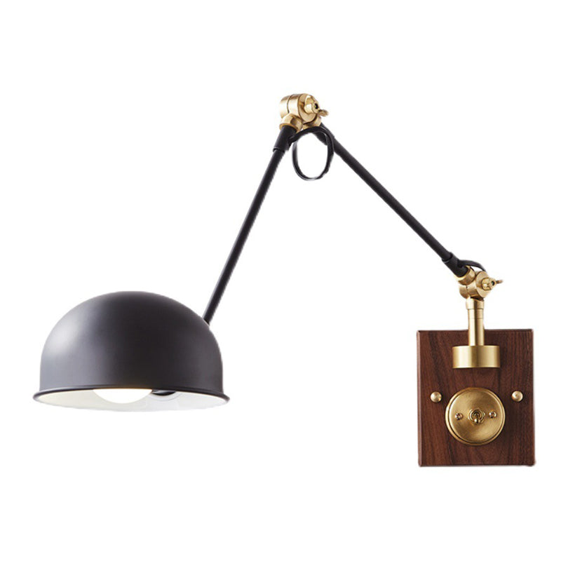 Metallkuppel Wandlampe Holzbasis minimalistischer Stil Verstellbarer Wandleuchten für Schlafzimmer
