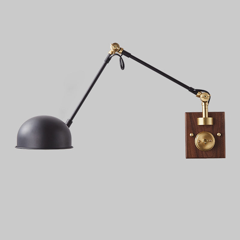 Metallkuppel Wandlampe Holzbasis minimalistischer Stil Verstellbarer Wandleuchten für Schlafzimmer