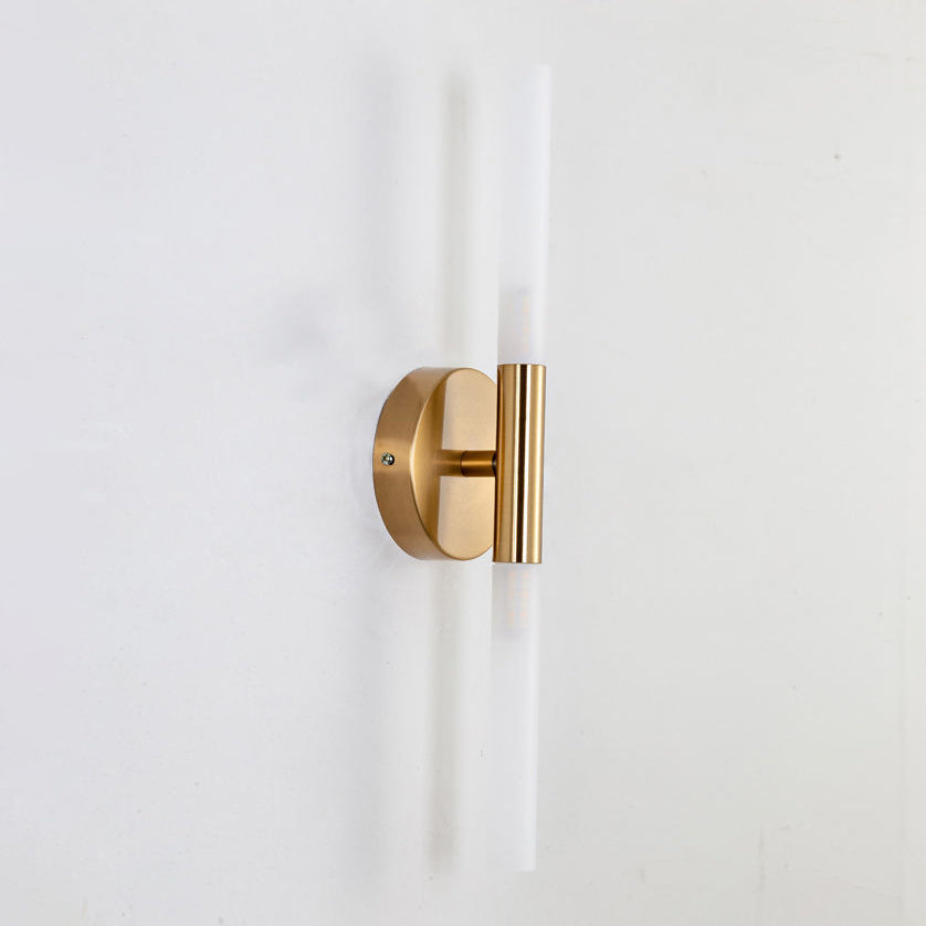 Nordic Style Strip Shape Sconce Light 2 Lights Wall Mount Lamp in Gold for Bedroom