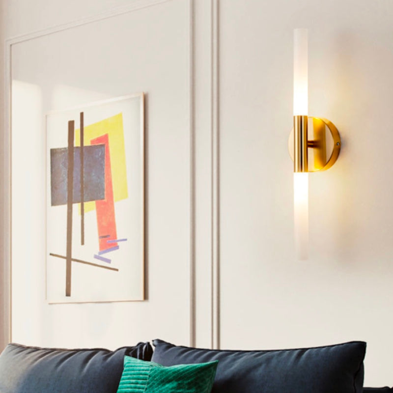 Nordic Style Strip Shape Sconce Light 2 Lights Wall Mount Lamp in Gold for Bedroom