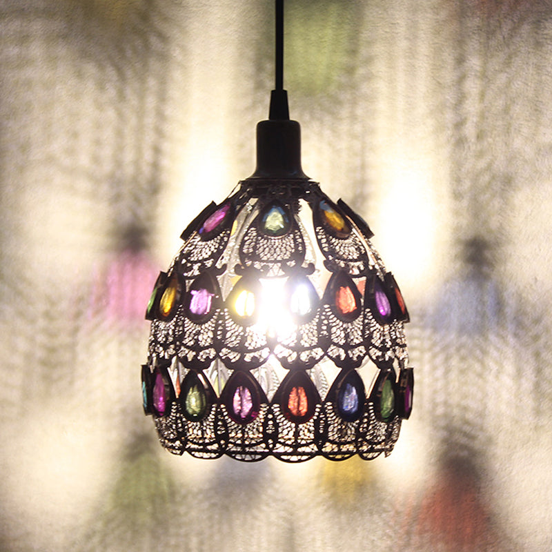 Metal Rust Pendant Lamp Dome 1 Bulb Traditional Suspended Lighting Fixture for Restaurant
