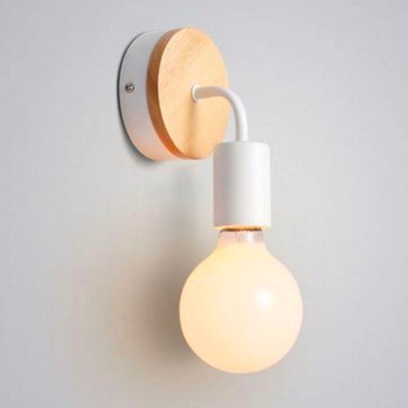 Nordic Style Blub Shape Mirror Light Single Light Wall Lamp with Wood for Bedroom