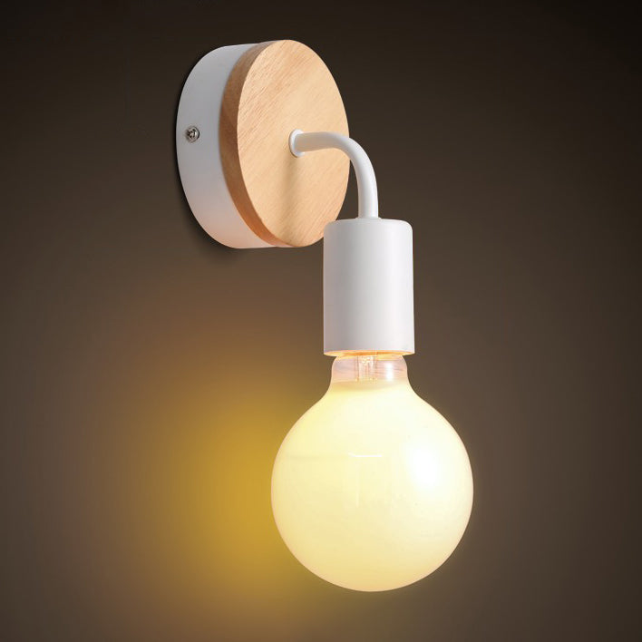 Stile Nordico a forma di blub specchio leggero lampada a parete a singolo leggero con legno per camera da letto