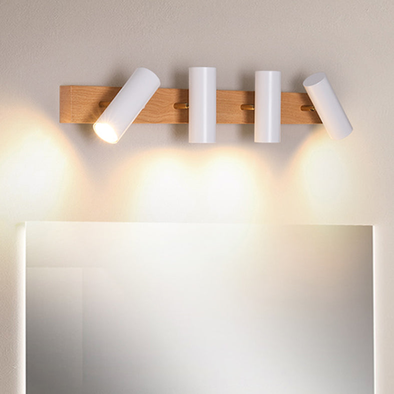 Multi Light Strip Vanity Light Modern Style Mirror Light with Wood for Bedroom