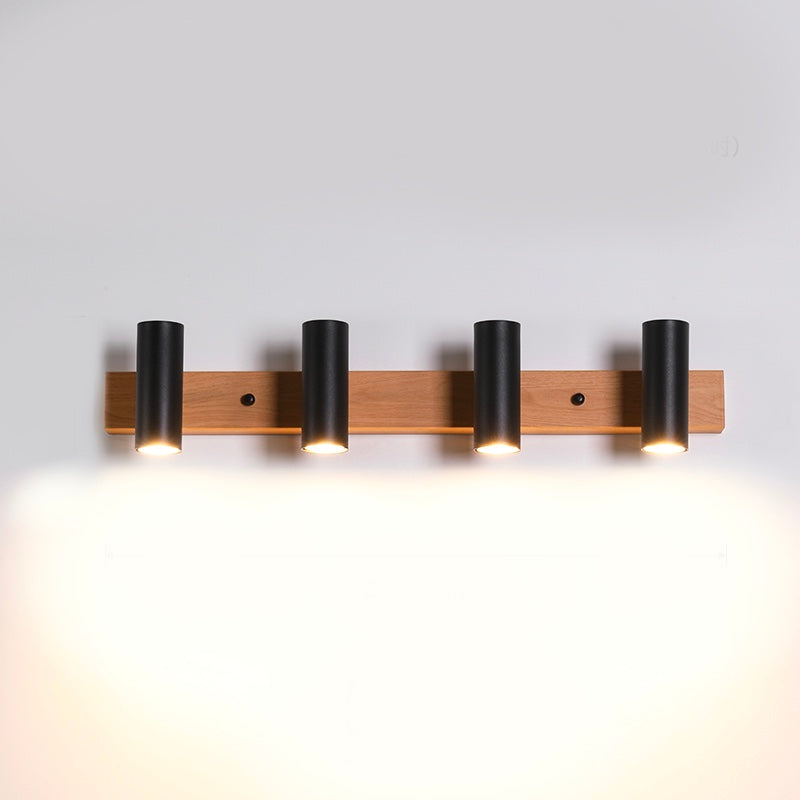 Multi Light Strip Vanity Light Modern Style Mirror Light with Wood for Bedroom