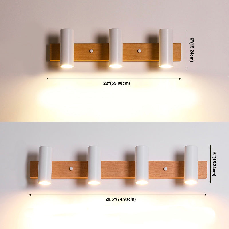 Multi Light Strip Vanity Light Modern Style Mirror Light with Wood for Bedroom