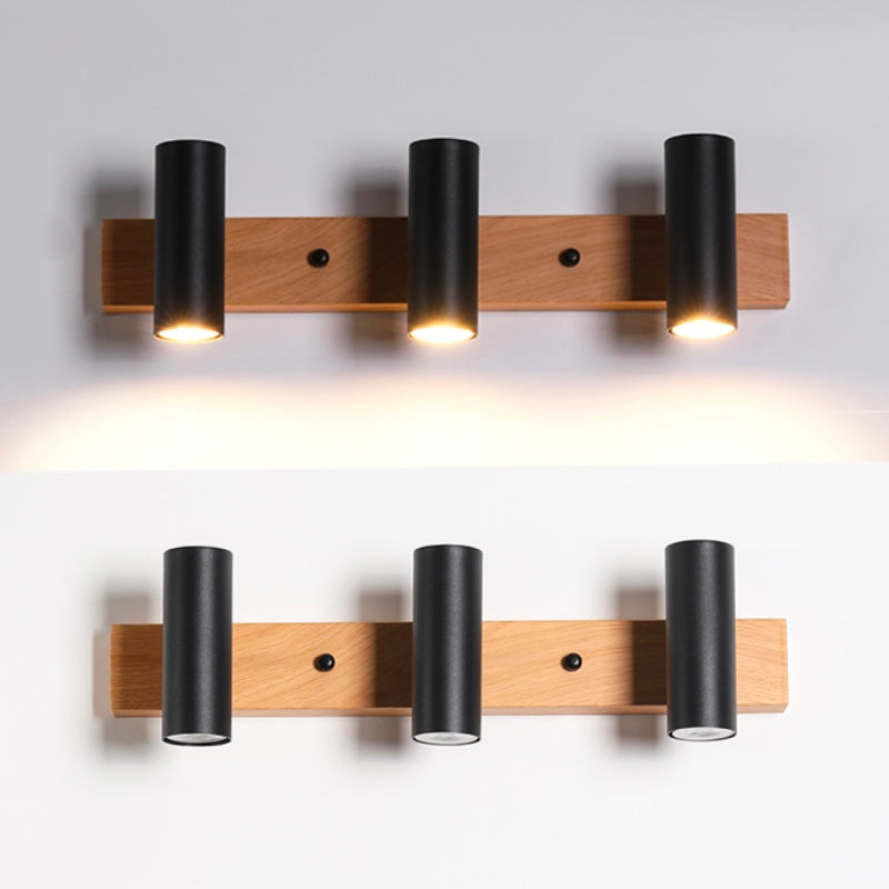 Multi Light Strip Vanity Light Modern Style Mirror Light with Wood for Bedroom