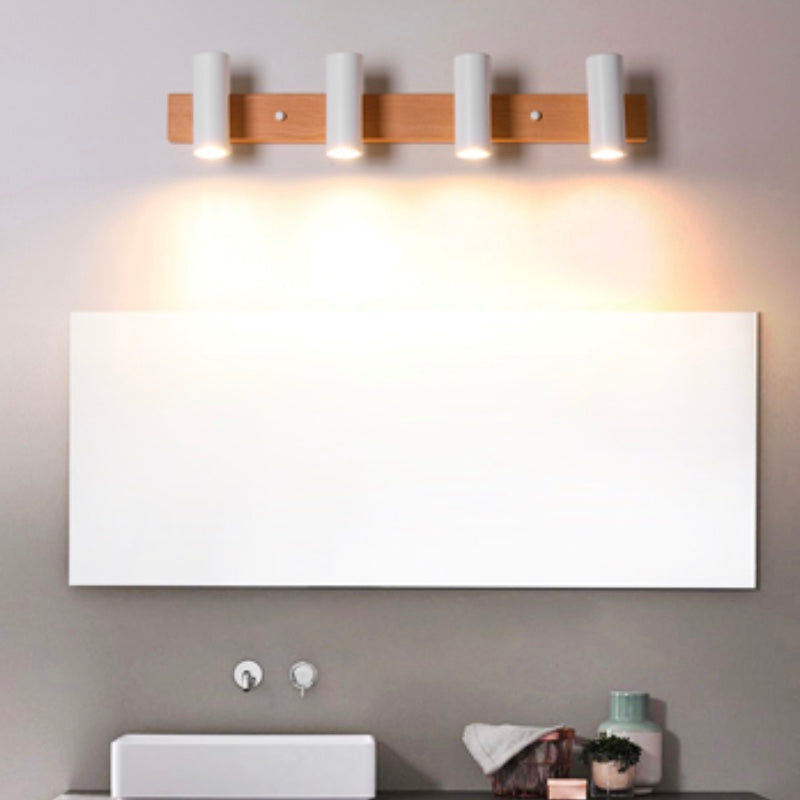 Multi Light Strip Vanity Light Modern Style Mirror Light with Wood for Bedroom