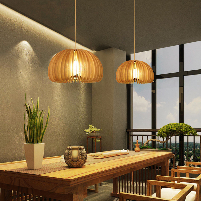 Lumo a sospensione a sospensione a 1 luci a forma moderna a forma di cupola lampada sospesa in legno