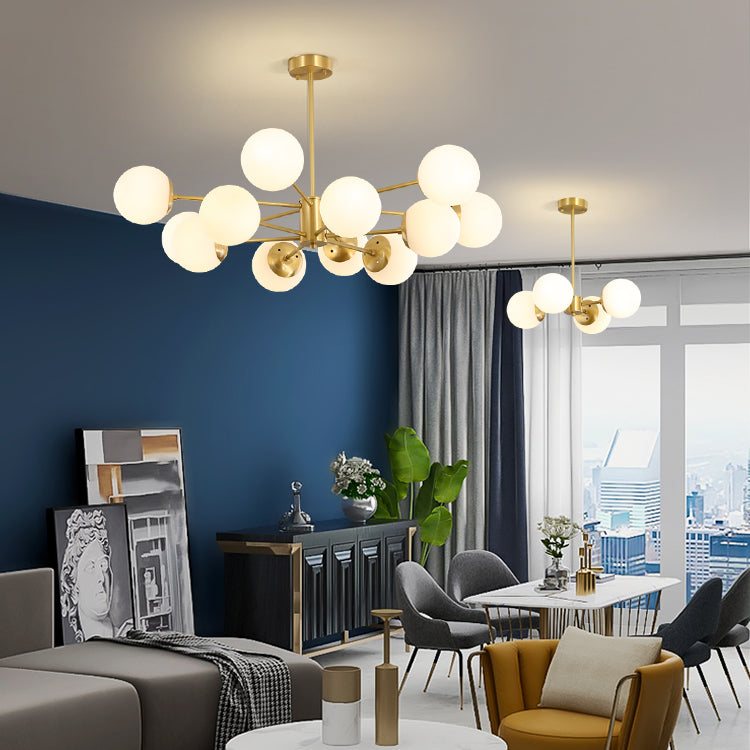 Moderne stijl Globe Glass Kroonluchter Licht Gold Metal Lighting Fecture voor woonkamer