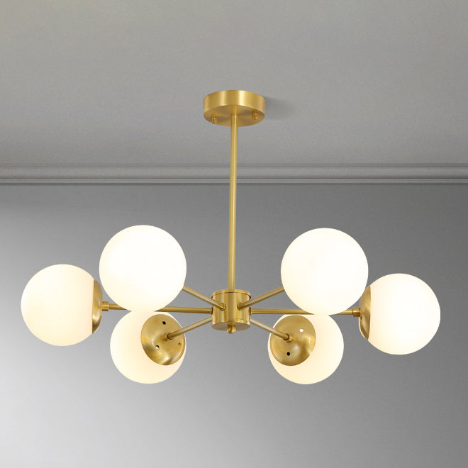 Moderne stijl Globe Glass Kroonluchter Licht Gold Metal Lighting Fecture voor woonkamer