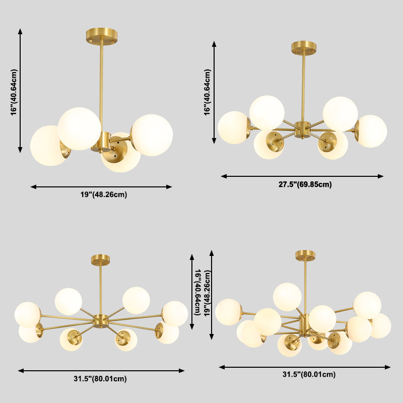 Moderne stijl Globe Glass Kroonluchter Licht Gold Metal Lighting Fecture voor woonkamer
