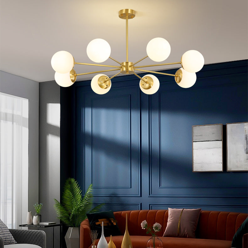 Moderne stijl Globe Glass Kroonluchter Licht Gold Metal Lighting Fecture voor woonkamer