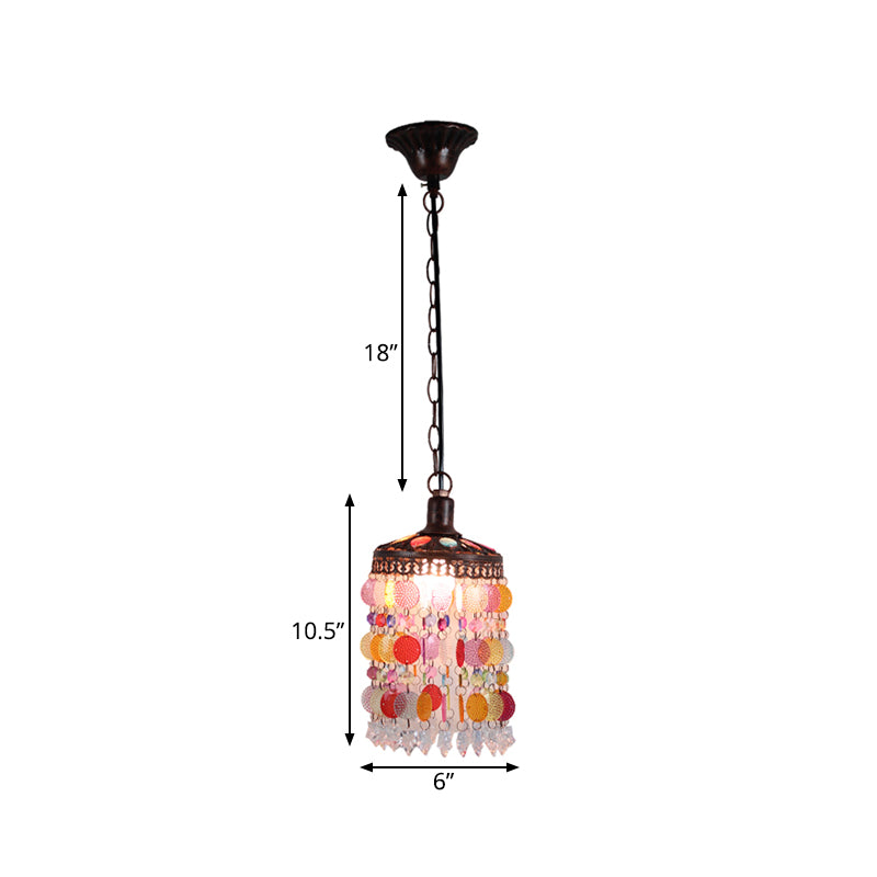 1 Bulb Cascade Pendulum Light Vintage Rust Metal Suspended Lighting Fixture for Restaurant