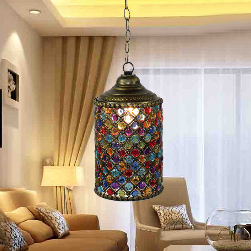 Brass in ottone in ottone sospeso Softure Cilindrico 6 "/6,5" W 1 Luce a sospensione con soffitto vintage per il ristorante