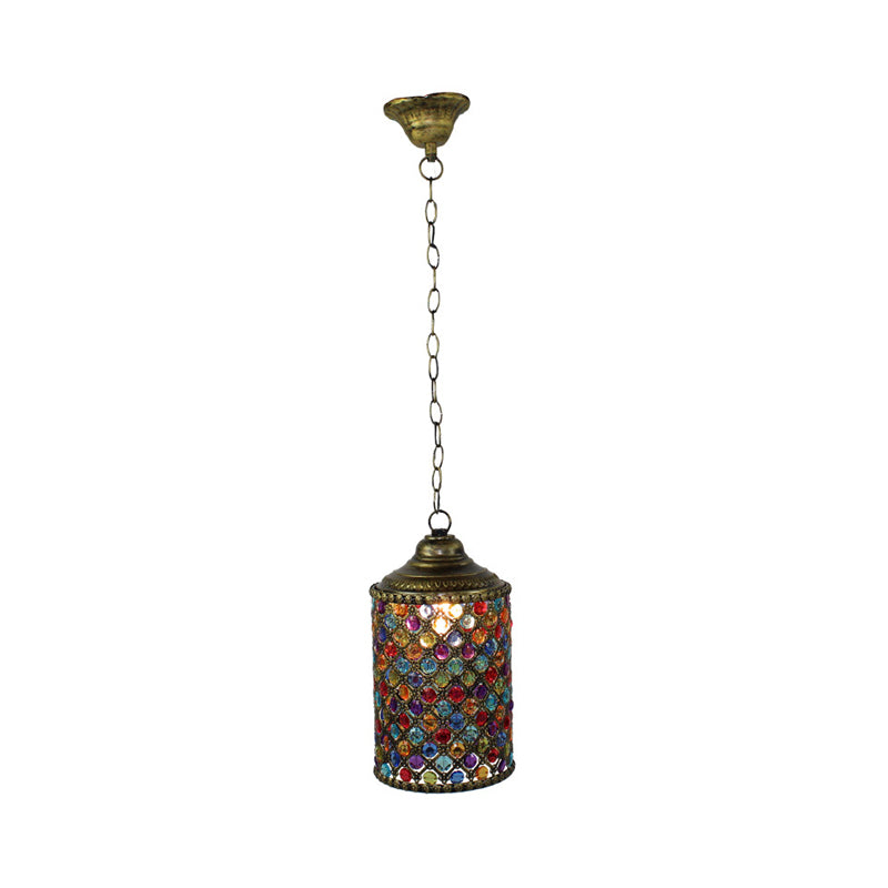 Brass in ottone in ottone sospeso Softure Cilindrico 6 "/6,5" W 1 Luce a sospensione con soffitto vintage per il ristorante