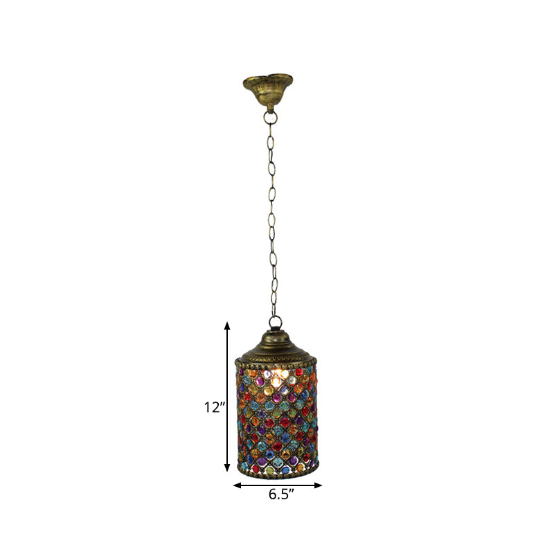 Metalen messing Opgehangen verlichtingsarmatuur Cilindrisch 6 "/6.5" W 1 Hoofd Vintage plafondhanger licht voor restaurant