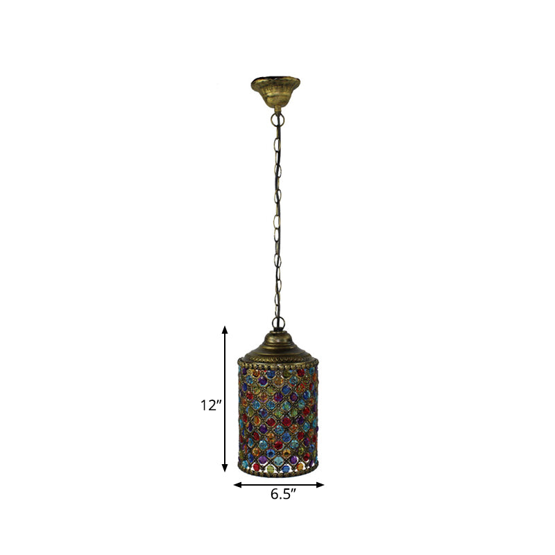 Vintage cilinder suspensie hanger licht 1 licht metalen hangende lamp in brons voor woonkamer