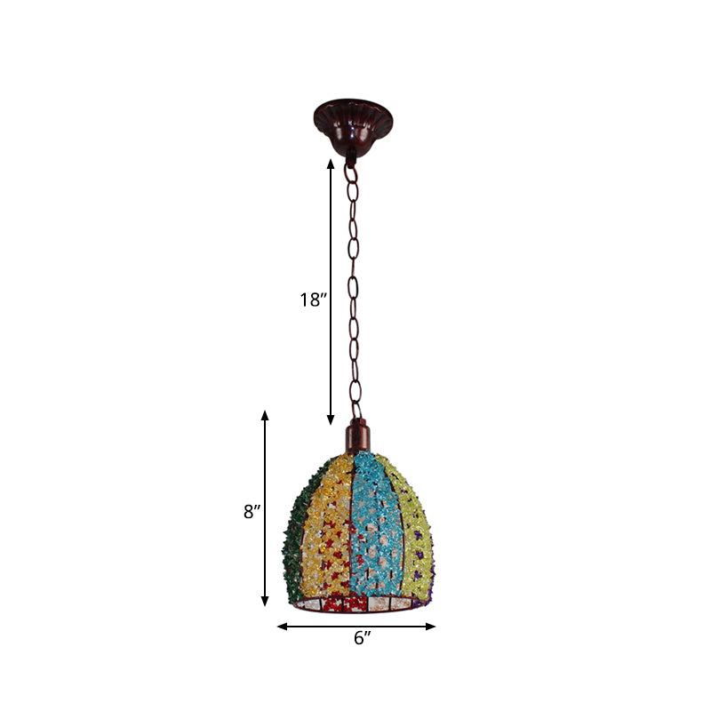 1 Head Metal Ceiling Lamp Decorative Bronze/Blue Scalloped/Dome Living Room Pendant Lighting Fixture