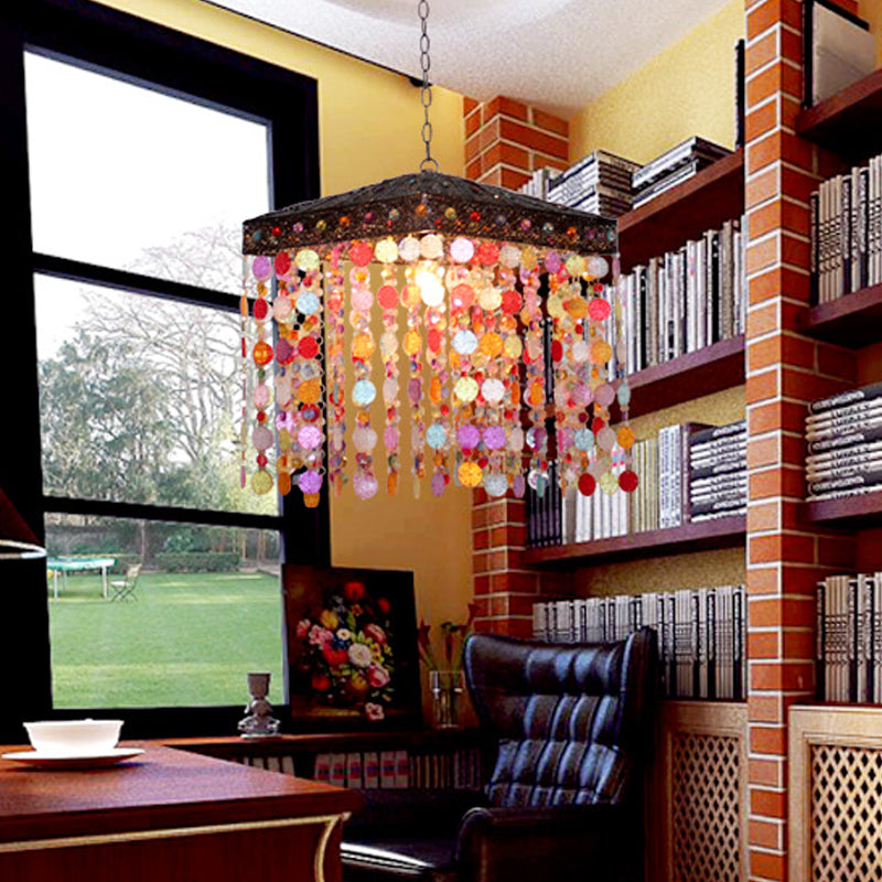 Lila/Bronze 1 Glühbirnen Deckenhänge Fixture Traditionelle Metallkaskaden -Federung für Wohnzimmer