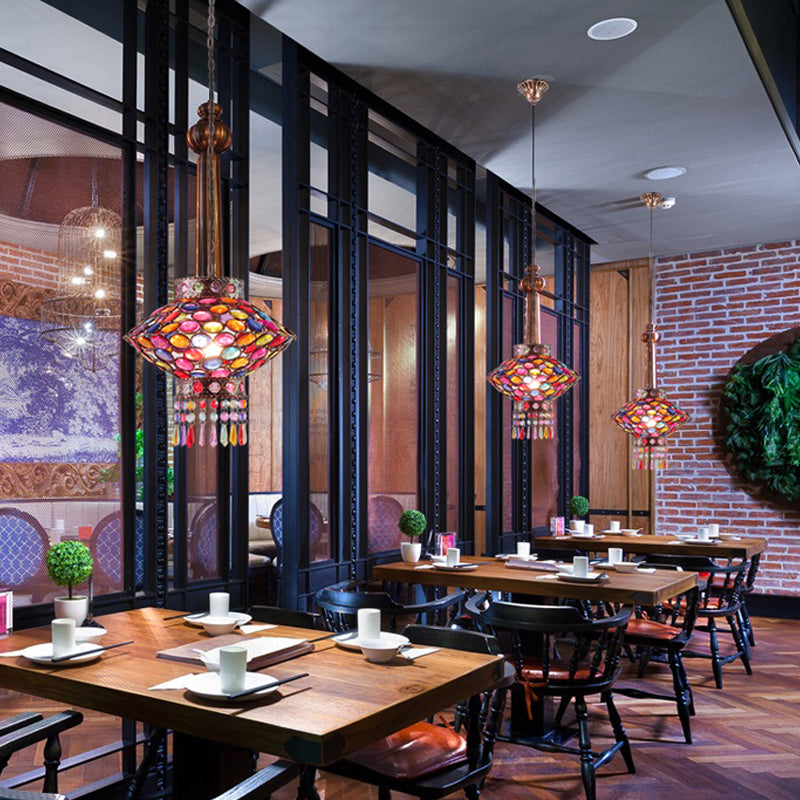 Metalen roestophanging verlichting lantaarn 1-head Boheemse hangende lamp voor restaurant