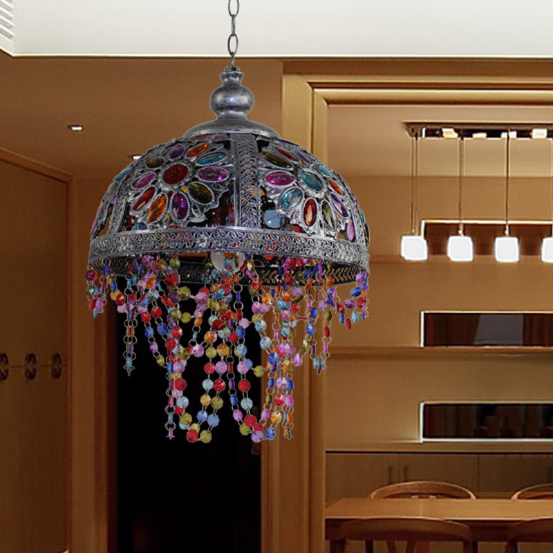 1 Lichte hanglamp Licht Art Deco Dome Metalen plafond Hang Fixture in zilver/roest voor woonkamer