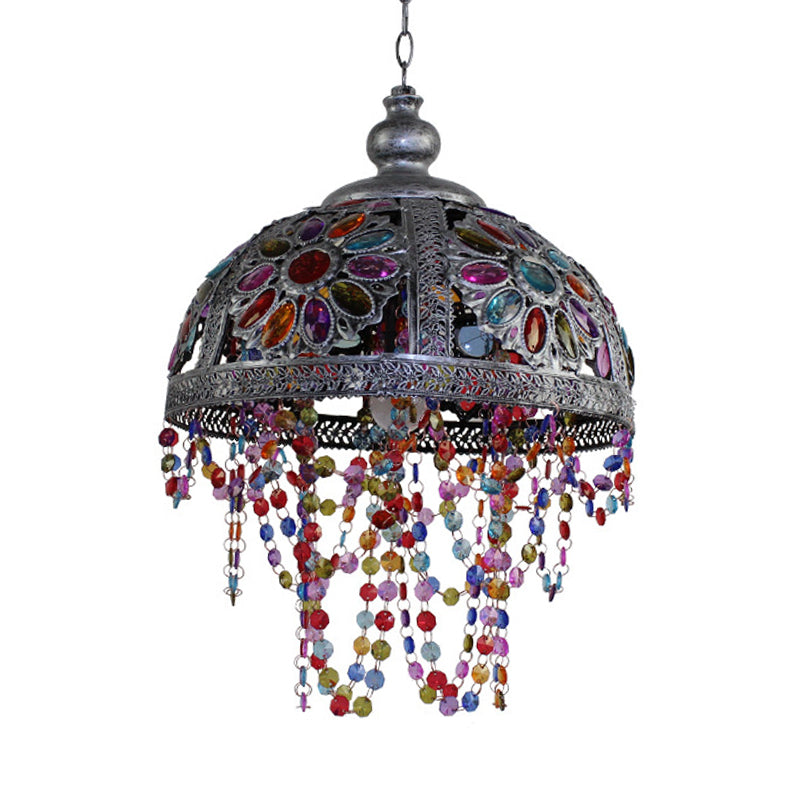 1 Lichte hanglamp Licht Art Deco Dome Metalen plafond Hang Fixture in zilver/roest voor woonkamer