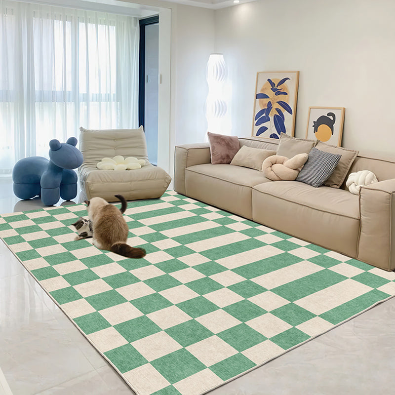 Contemporary Checkered Pattern Carpet Polyester Indoor Rug Pet Friendly Area Rug for Home Decoration