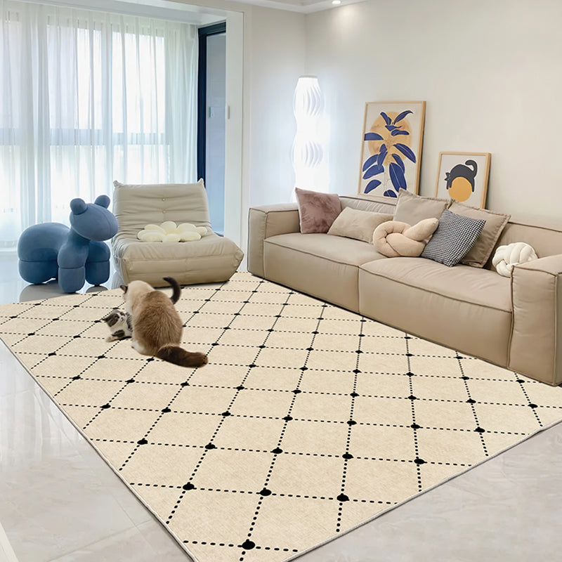 Contemporary Checkered Pattern Carpet Polyester Indoor Rug Pet Friendly Area Rug for Home Decoration