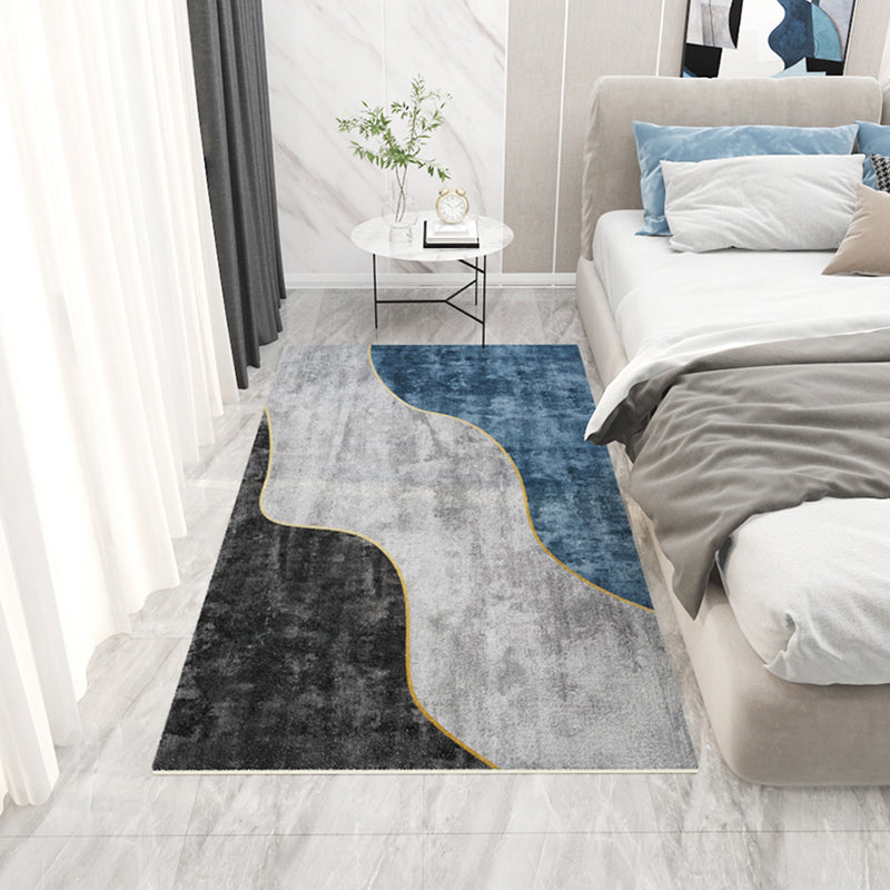 Black Modern Rug Blending Graphic Rug Non-Slip Backing Rug for Home Decoration
