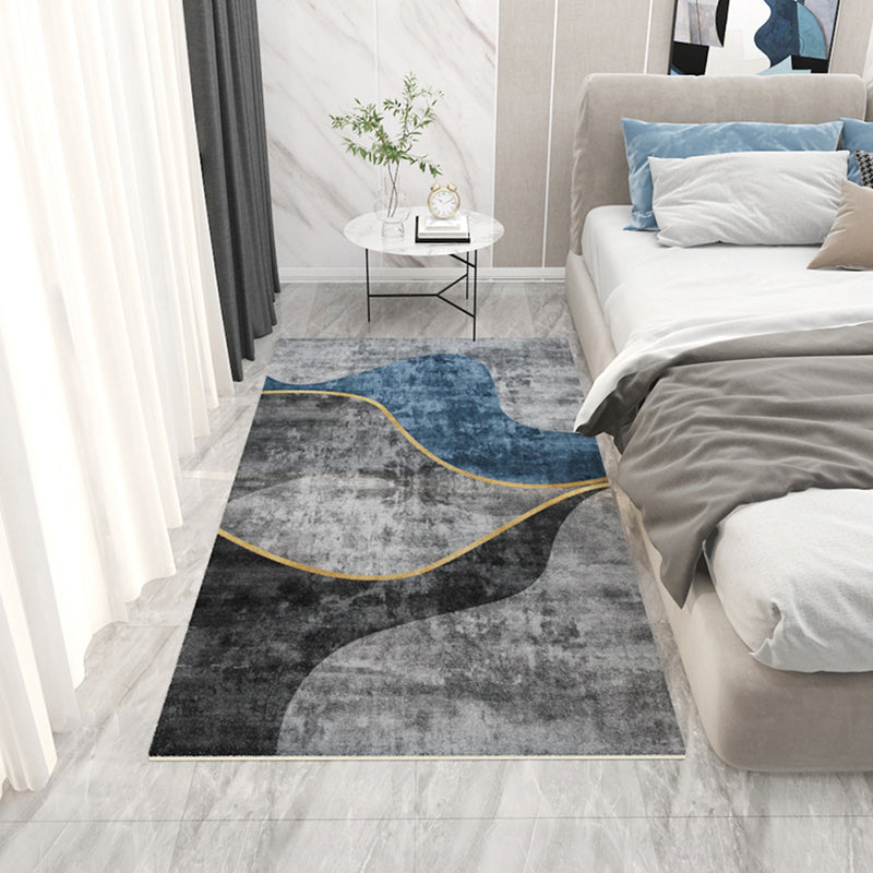 Black Modern Rug Blending Graphic Rug Non-Slip Backing Rug for Home Decoration
