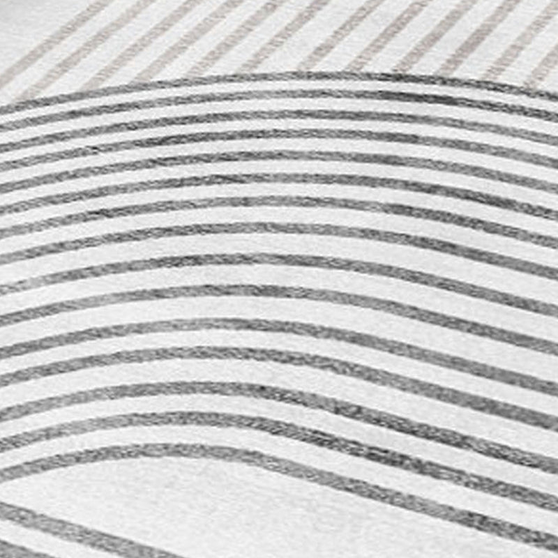 Modern Grey Area Carpet Stripe Pattern Polyester Area Rug Anti-Slip Easy Care Rug for Home Decor