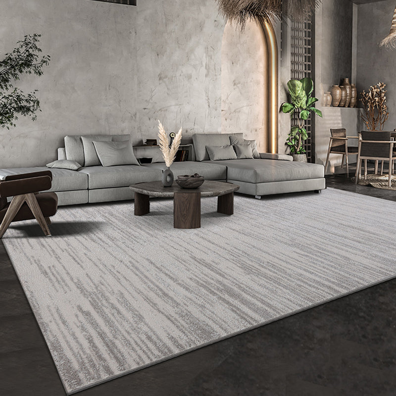 Modern Living Room Area Carpet Grey Solid Color Area Rug Polyester Non-Slip Backing Rug