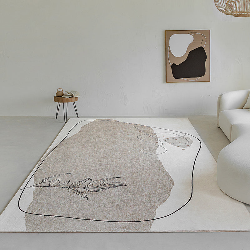 Light Brown Modern Rug Blending Color Piece Rug Non-Slip Backing Rug for Home Decoration