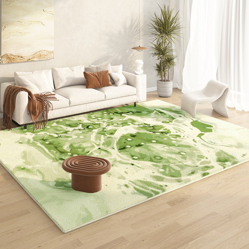 Green Modern Rug Polyester Color Lump Area Rug Non-Slip Backing Rug for Living Room