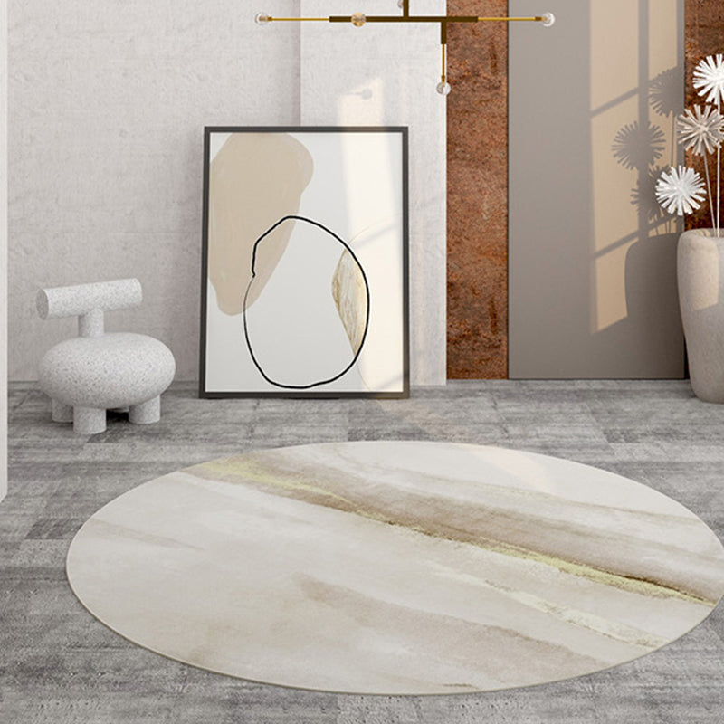 Light Yellow Rug Polyester Graphic Rug Non-Slip Backing Rug for Living Room