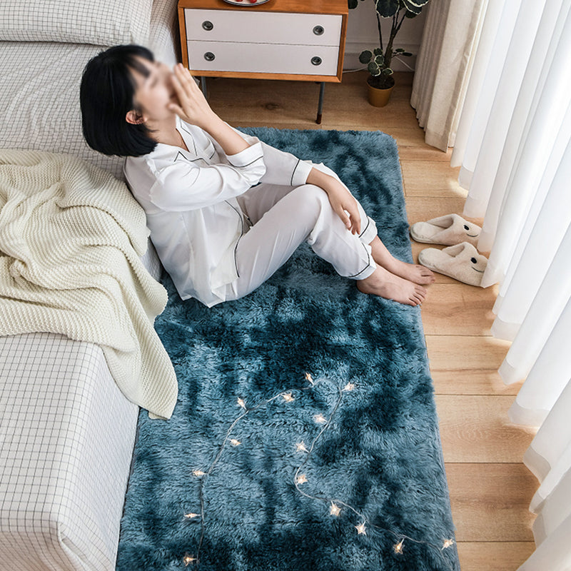 Trendy Home Decoration Area Rug Solid Shag Carpet Polyester Non-Slip Backing Indoor Carpet