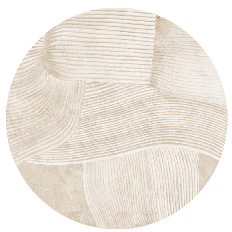 Beige Modern Area Carpet Stripe Pattern Polyester Area Rug Anti-Slip Easy Care Rug for Home Decor