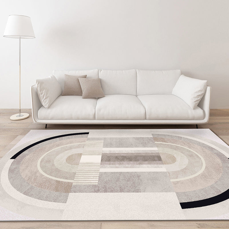 Black Modern Indoor Rug Polyester Striped Indoor Rug Non-Slip Backing Rug for Living Room