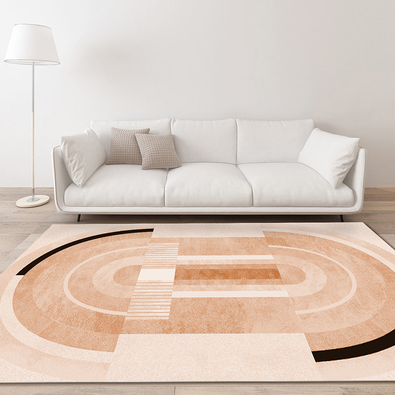 Black Modern Indoor Rug Polyester Striped Indoor Rug Non-Slip Backing Rug for Living Room