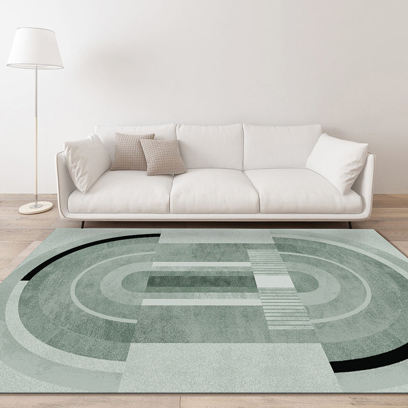 Black Modern Indoor Rug Polyester Striped Indoor Rug Non-Slip Backing Rug for Living Room