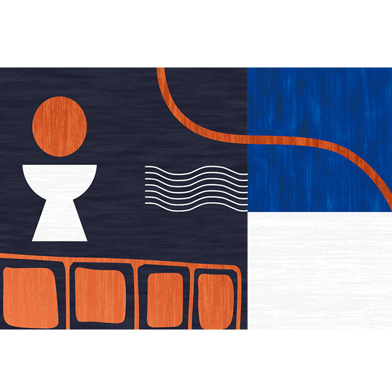 Navy Nordic Carpet Polyester Graphic Carpet Non-Slip Backing Carpet for Living Room