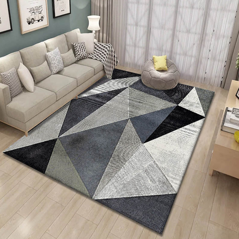 Contemporary Area Rug Modern Geometric Rug Polyester Washable Area Carpet for Living Room