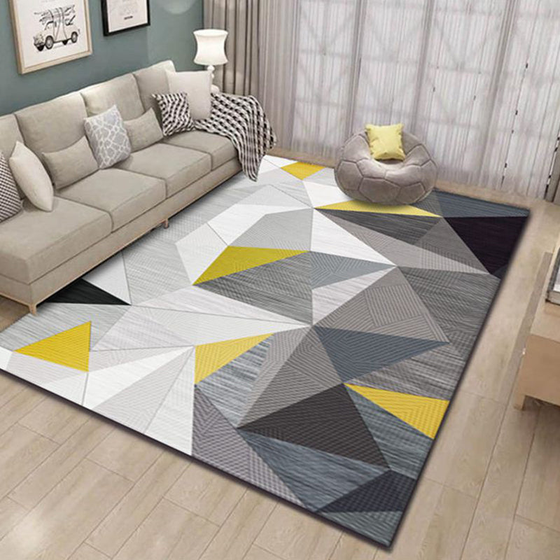 Contemporary Area Rug Modern Geometric Rug Polyester Washable Area Carpet for Living Room