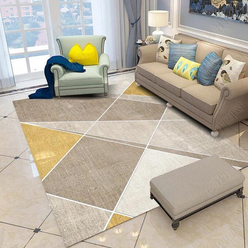 Contemporary Area Rug Modern Geometric Rug Polyester Washable Area Carpet for Living Room