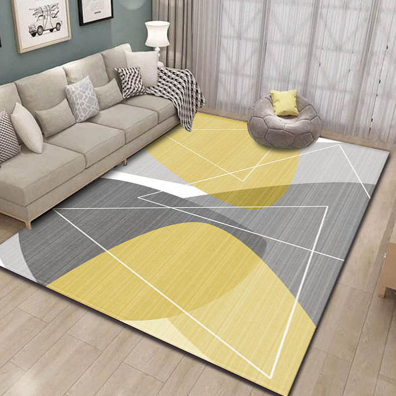 Contemporary Area Rug Modern Geometric Rug Polyester Washable Area Carpet for Living Room