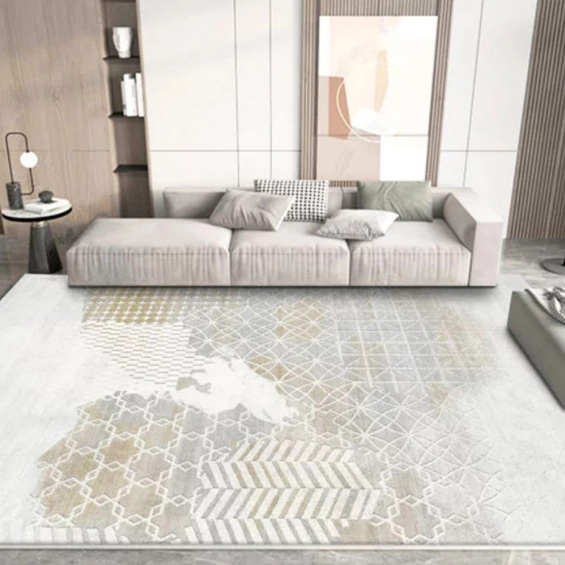 Khaki Modern Area Carpet Geometric Pattern Polyester Area Rug Non-slip Backing Rug for Living Room
