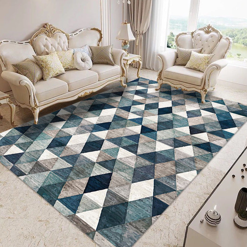 Modern Home Decor Carpet Geometric Contrast Panel Area Rug Polyester Carpet with Non-Slip Backing