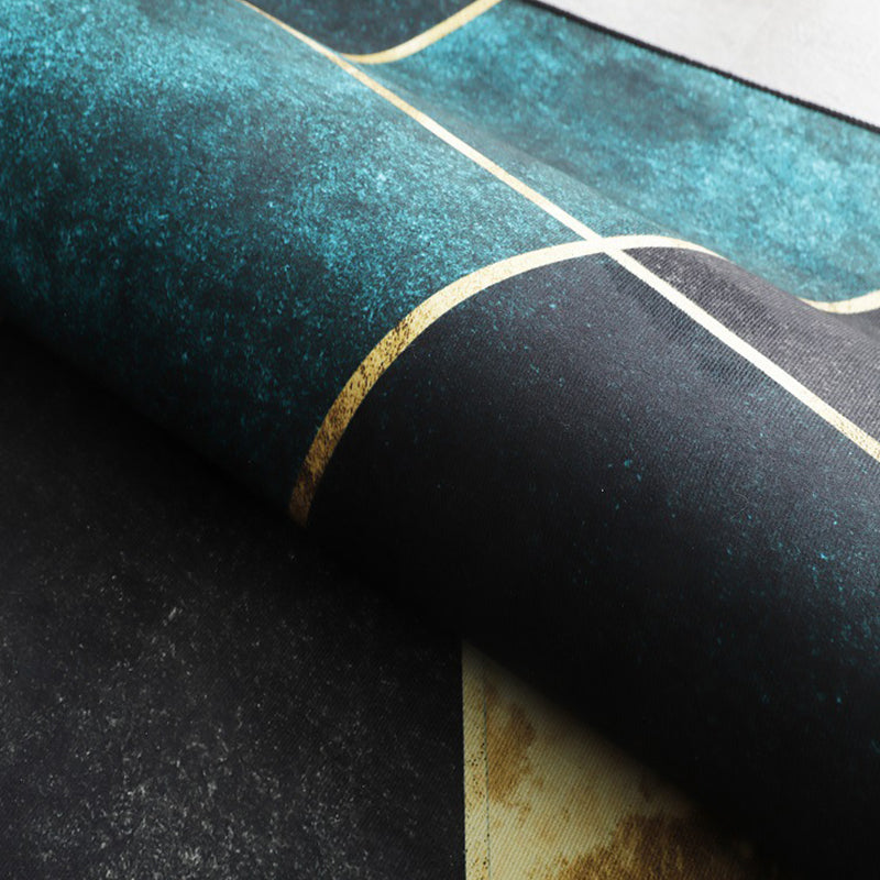 Modern Home Decor Carpet Geometric Contrast Panel Area Rug Polyester Carpet with Non-Slip Backing