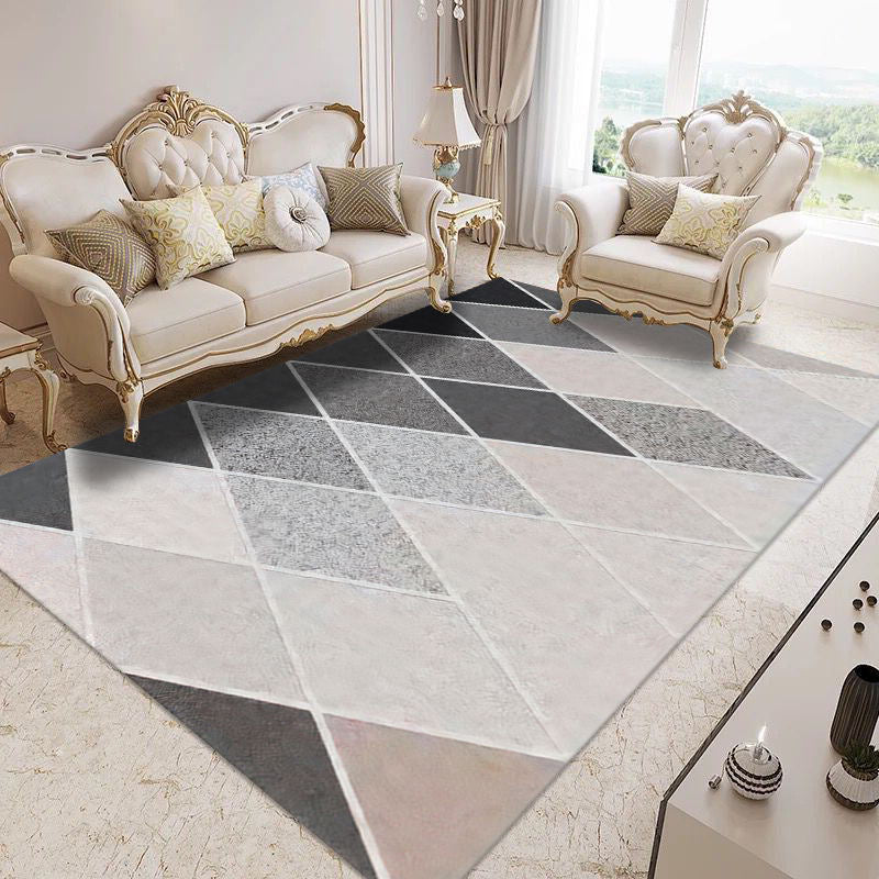 Modern Home Decor Carpet Geometric Contrast Panel Area Rug Polyester Carpet with Non-Slip Backing